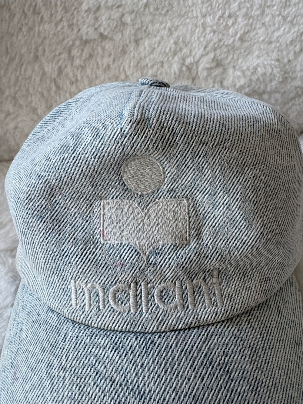 Isabel Marant Light Blue Denim Embroidered Logo Cap - Picture 3 of 6